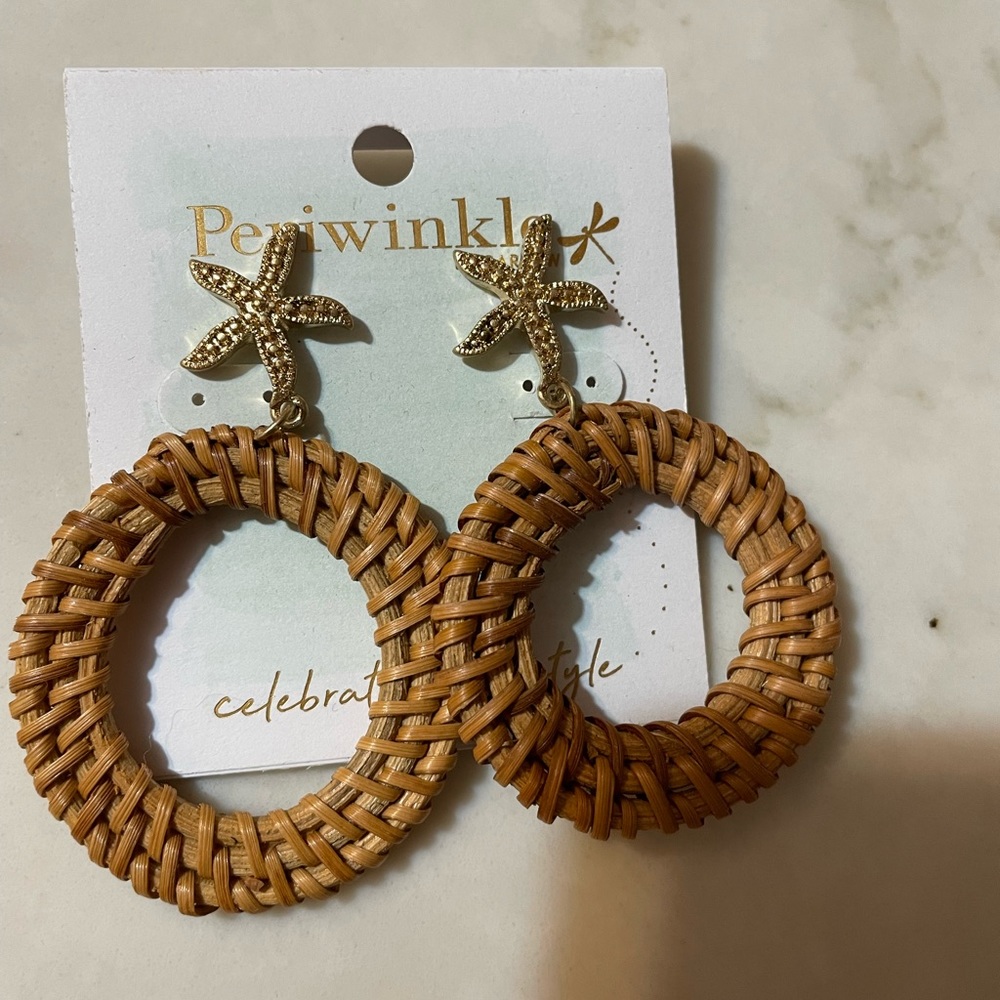 Rattan starfish earrings